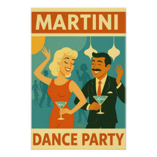 Póster Festa de Dança Martini Meados do Século