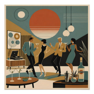 Póster Festa de Dança Martini Vibes do Meio do Século na