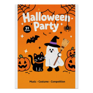 Póster Festa de Dia das Bruxas de Ghost Negro
