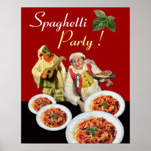 Póster FESTA DE ESPAGUETE, Cozinha Italiana, Chef, Pulcin