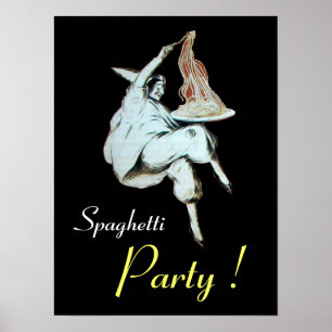 Póster FESTA DE ESPAGUETE, COZINHA ITALIANA, preto