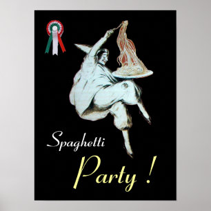 Poster FESTA DE ESPAGUETE, COZINHA ITALIANA, vermelho pre