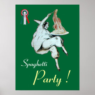 Póster FESTA DE ESPAGUETE, COZINHA ITALIANA, vermelho ver