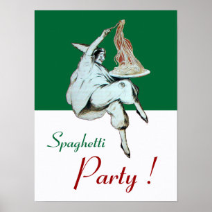 Póster FESTA DE ESPAGUETE, COZINHA ITALIANA, vermelho ver