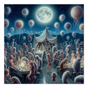 Póster Festa De Fantasia Mágica Em Arte Lunar Completa