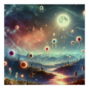 Póster Festa De Fantasia Mágica Em Arte Lunar Completa