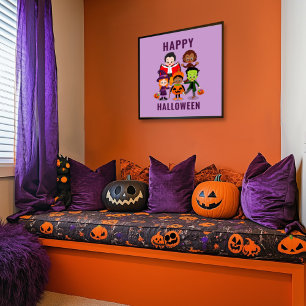 Póster Festa de Figuras Bonitas para Crianças do Hallowee
