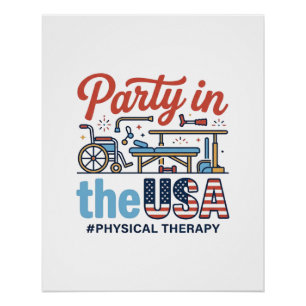 Póster Festa de Fisioterapia nos EUA Camiseta Vintage_