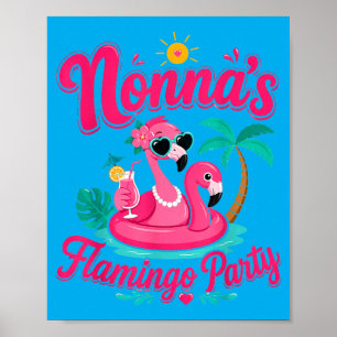 Poster Festa de Flamingo das Nonnas Avó Fofo Férias de Ve