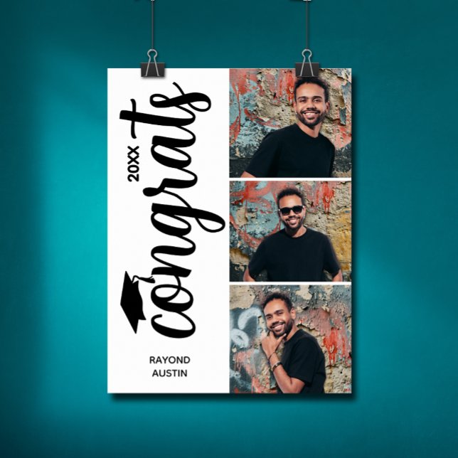 Poster Festa de formatura de Fotografias Moderna 3 (Chic graduation multiple photo party poster - PRINTED and/or INSTANT DOWNLOAD)