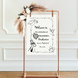 Poster Festa de formatura Desenhada à Mão Bem-vindo