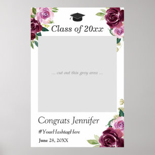 Poster Festa de formatura Floral de Plum Purple Booth
