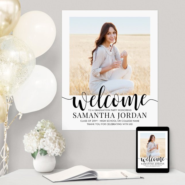 Poster Festa de formatura Script Welcome Modern Photo Whi (Criador carregado)