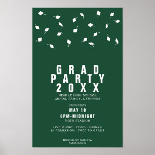 Poster Festa de Formatura Verde e Branco Lançamento de Bo