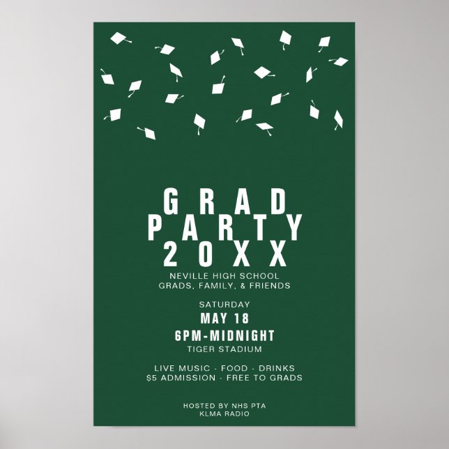 Poster Festa de Formatura Verde e Branco Lançamento de Bo (Frente)