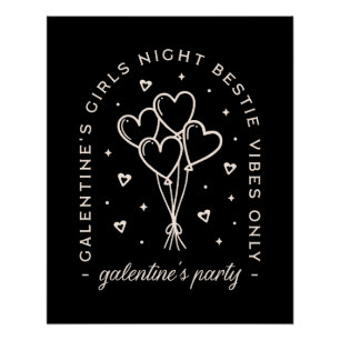 Póster Festa de Galentines sobre raparigas noite negra