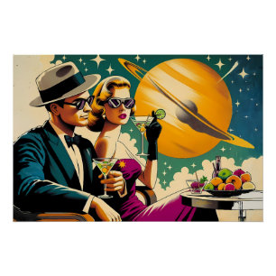 Póster Festa de Gângster de Martini de Las Vegas Era Espa