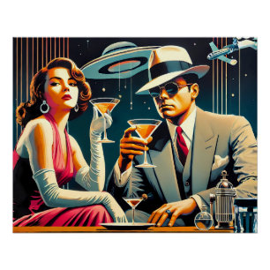 Póster Festa de Gangster Martini da Era Espacial de Las V
