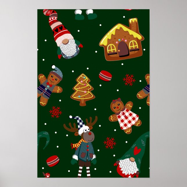 Poster Festa de Gnominho de Natal de Biscoito de Gengibre (Frente)
