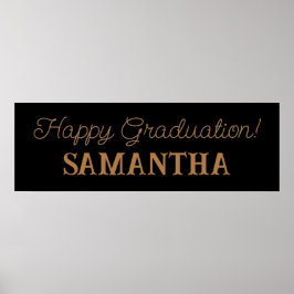 Poster Festa de Graduação Feliz, Festa Negra e Dourada