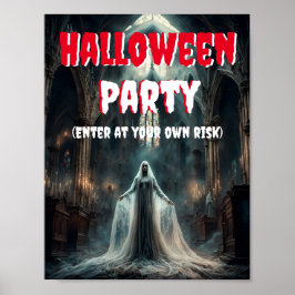 Poster Festa de Halloween com Fantasma Cérebro