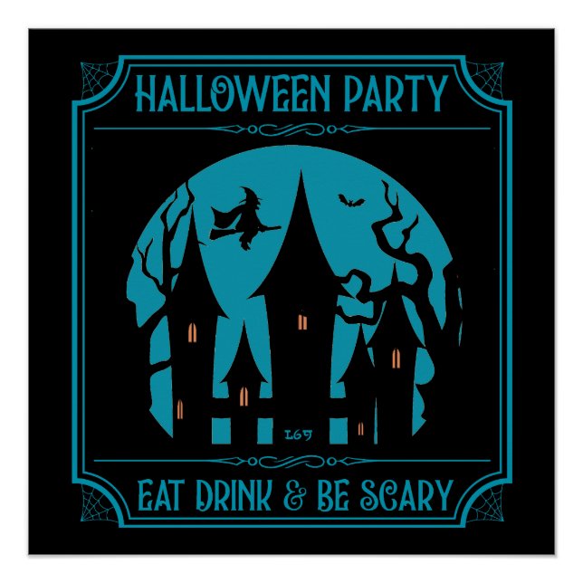 PÓSTER FESTA DE HALLOWEEN, COMA, BEBE E SEJA ESCURO (Frente)