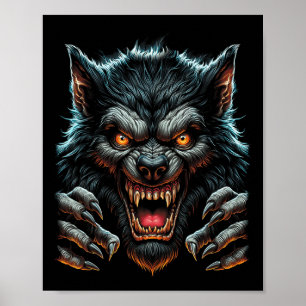 Poster Festa de Halloween Costume Angry Werewolf Wolfman