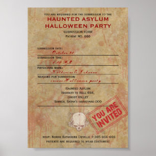 Poster Festa de Halloween de Asilo Assombrado