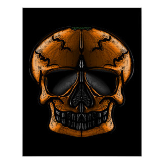 Póster Festa de Halloween do Crânio de Abóbora