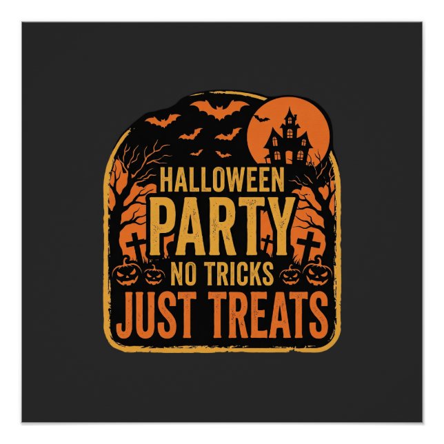 Póster Festa de Halloween Sem Truques Apenas Guloseimas D (Frente)