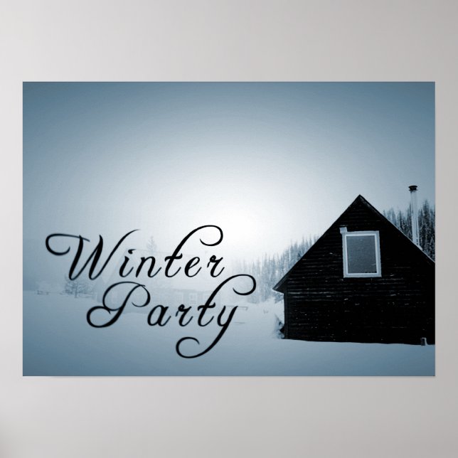 Póster festa de inverno: nevou na cabine (Frente)