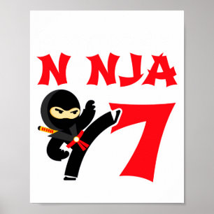 Poster Festa de Karate Ninja para Crianças de 7 Anos Cami