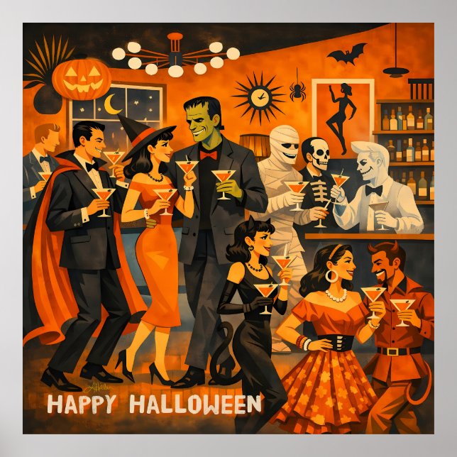 Poster Festa de Martini de Halloween no Estilo Moderno de (Frente)