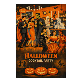 Póster Festa de Martini de Halloween no Estilo Moderno de