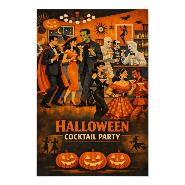 Póster Festa de Martini de Halloween no Estilo Moderno de (Frente)