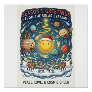 Póster Festa de Natal Caprichosa do Sistema Solar com pes