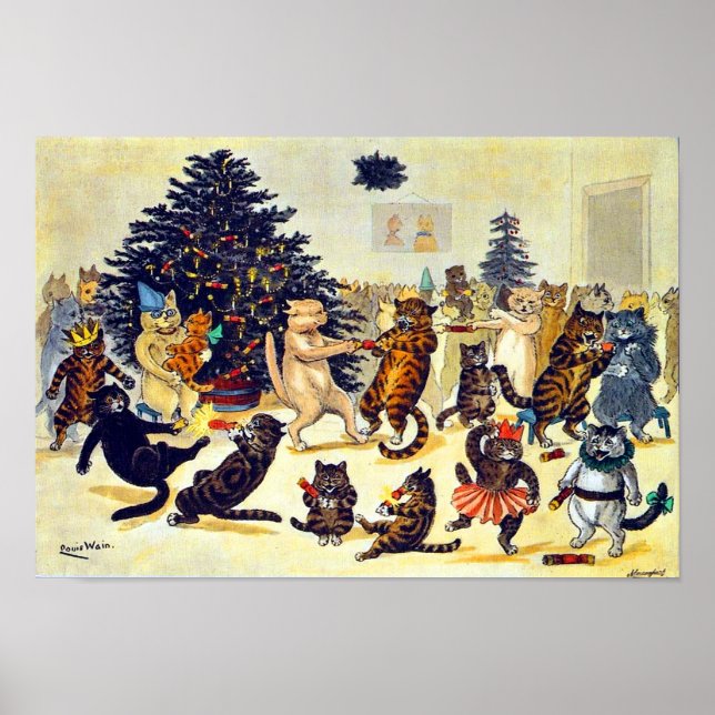 Póster Festa de Natal de Cat, Louis Wain (Frente)