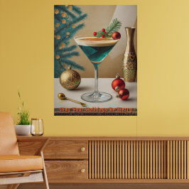 Poster Festa de Natal de Cocktail da Metade do Século Hap