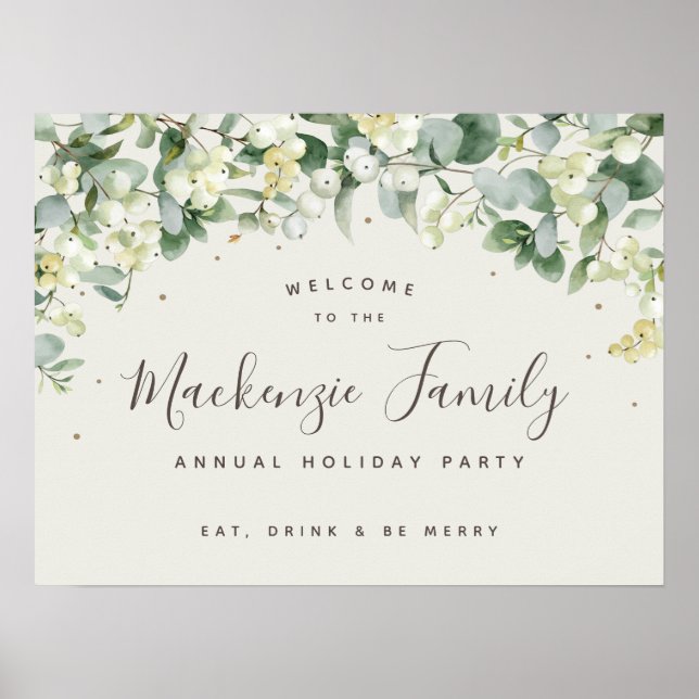 Poster Festa de Natal de Cream Snowberry+Eucalyptus (Frente)