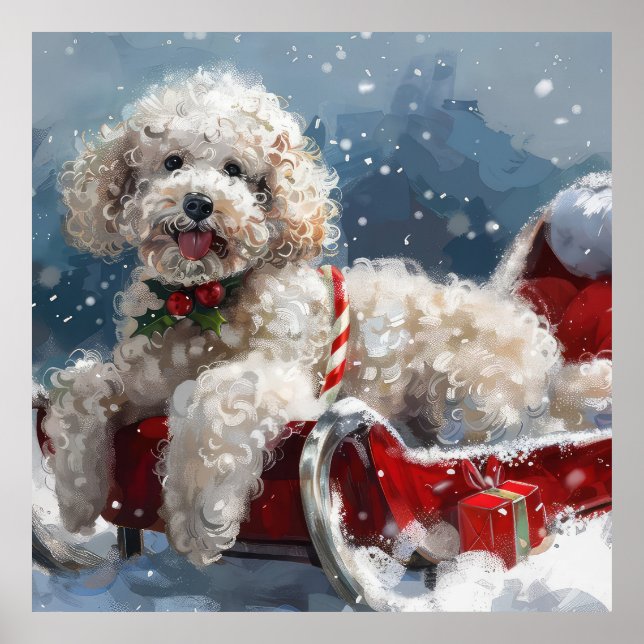 Poster Festa de Natal do Cachorro Poodle (Frente)