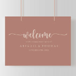 Poster Festa de noivado Terracotta<br><div class="desc">Esta poster de boas-vindas à festa de noivado de terracotta da caligrafia é perfeita para uma celebração de noivado moderna. O design apresenta a tipografia de scripts clássicos e de rico. Faça deste poster com que seja seu, adicionando o nome da noiva e do noivo, e a data do noivado....</div>