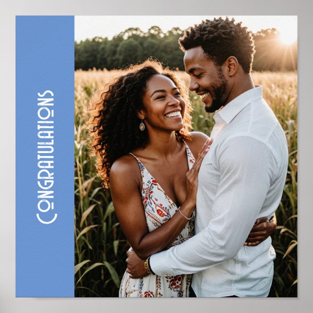 Poster Festa de noivado texto personalizado de fotografia (Frente)