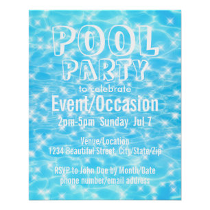 Póster Festa de piscina Festa de Verão Blue Water Party