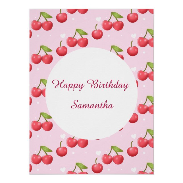 Póster Festa de primeiro aniversario de Cereja (Frente)