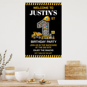 Poster Festa de primeiro aniversario de Construção em Cub