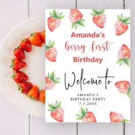 Poster Festa de primeiro aniversario de Morango | Berry F