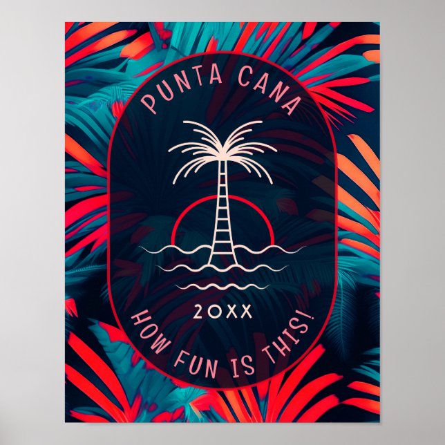 Poster Festa de Punta Cana Palm tree deixa o sol (Frente)