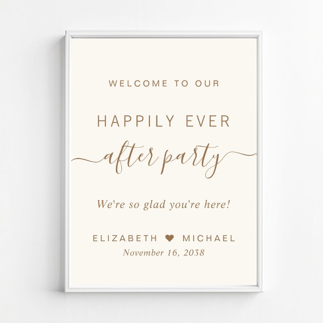 Poster Festa de Receção de Casamento Felizes para Sempre  (Happily Ever After Party Wedding Reception Welcome Poster)
