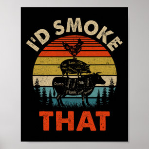 Poster Festa de Retro Engraçado Fumar Pai de Chef Eu Fuma