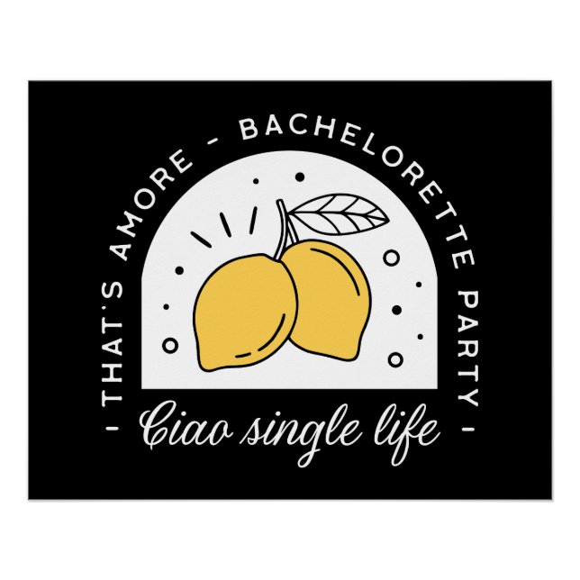 Póster Festa de solteira limão fruta preto (Frente)